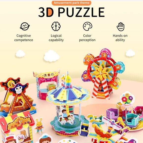3D puzzle craft for kids Ferris Wheel educational toy assembly pieces 5 6 7 8 9+ - Picture 7 of 15